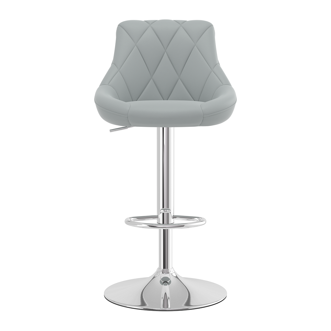 Faux Leather Bar Stool With Chrome Pedestal Base - Hornley