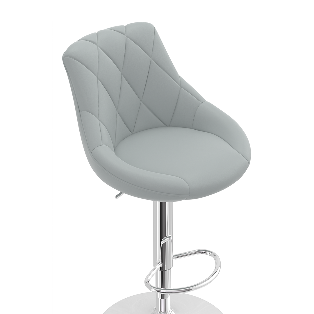 Faux Leather Bar Stool With Chrome Pedestal Base - Hornley