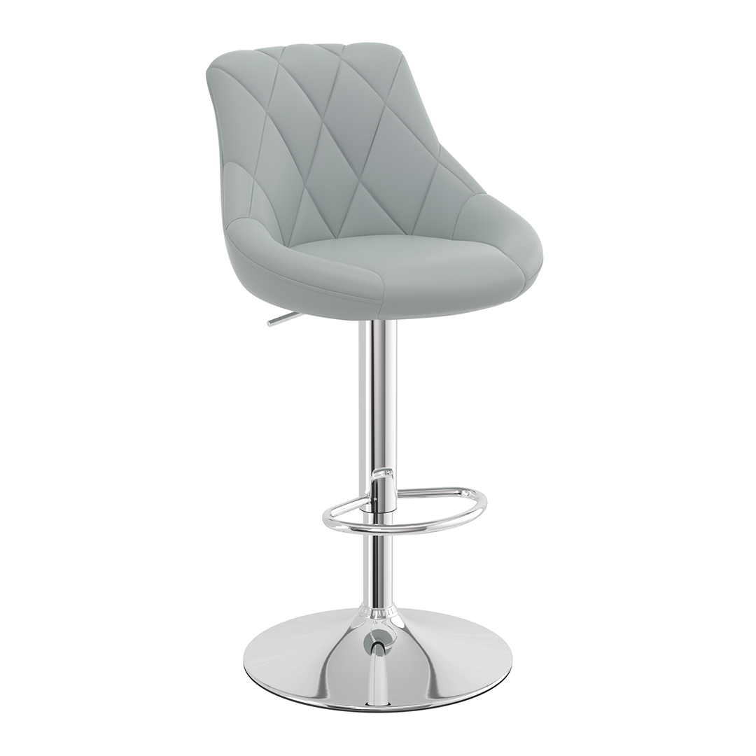 Faux Leather Bar Stool With Chrome Pedestal Base - Hornley
