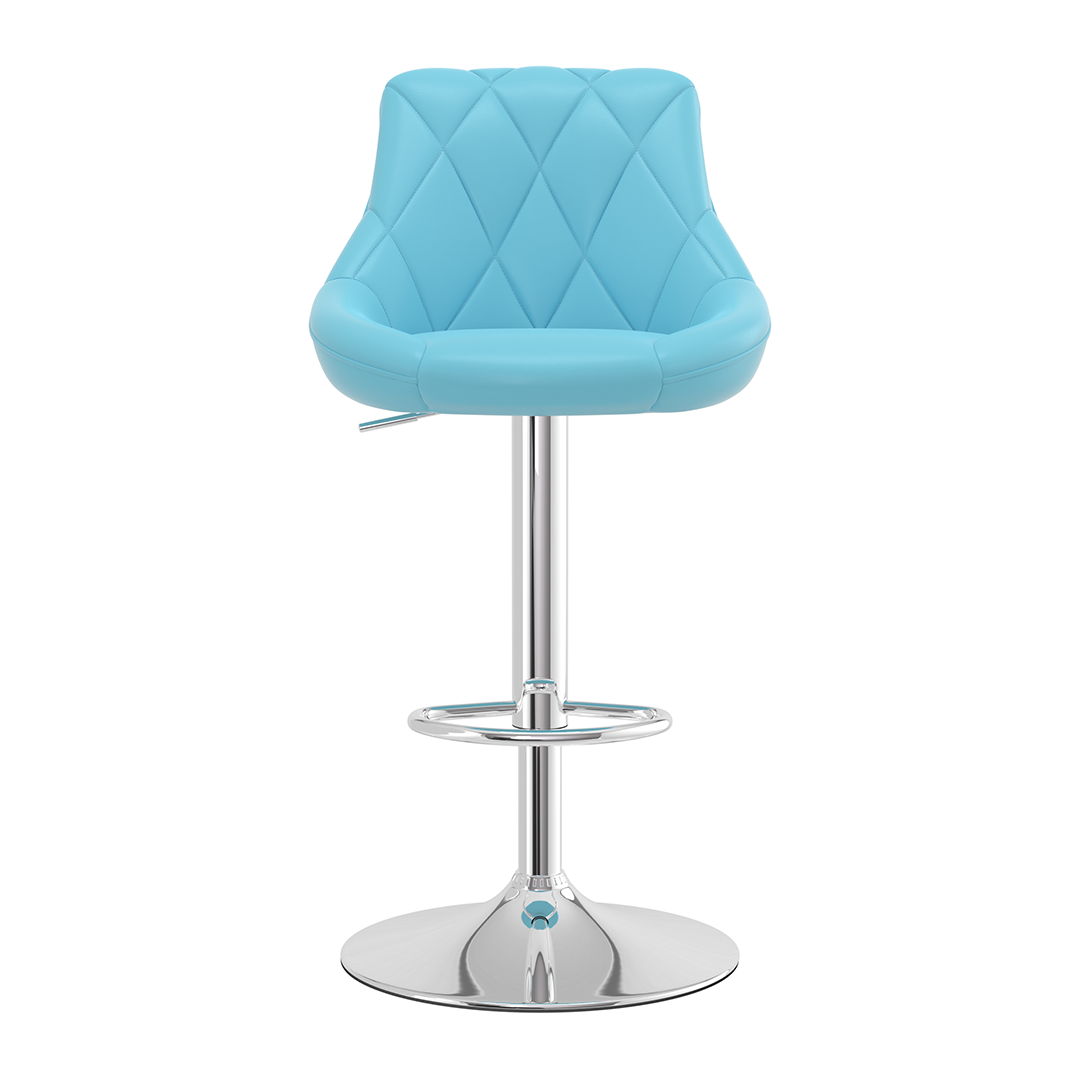 Faux Leather Bar Stool With Chrome Pedestal Base - Hornley