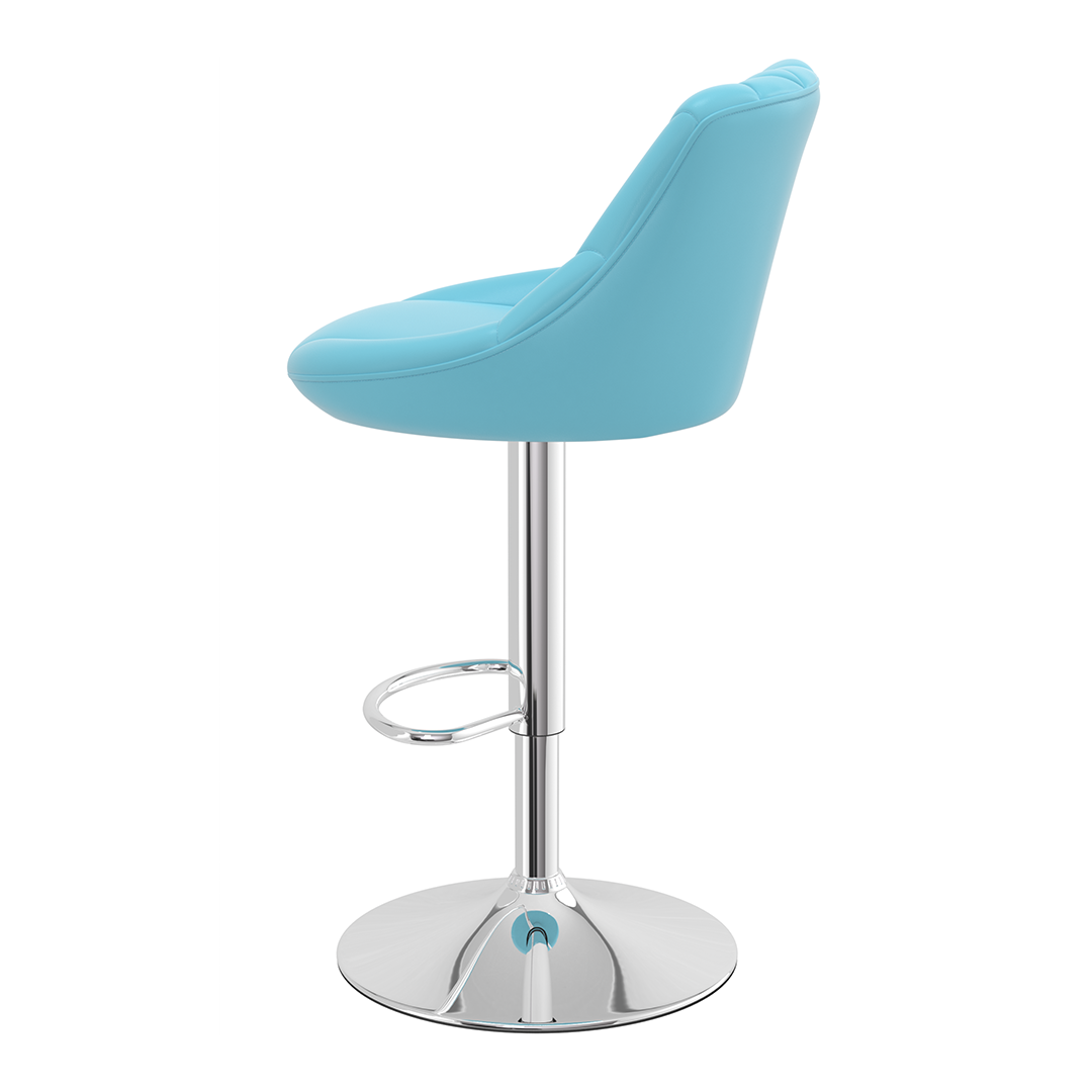 Faux Leather Bar Stool With Chrome Pedestal Base - Hornley