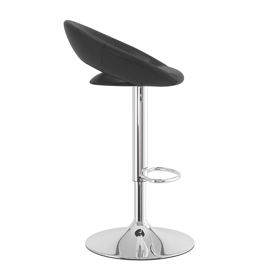 Faux Leather Bar Stool With Chrome Pedestal Base - Stoneleigh