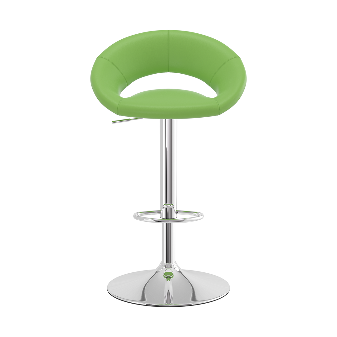 Faux Leather Bar Stool With Chrome Pedestal Base - Stoneleigh