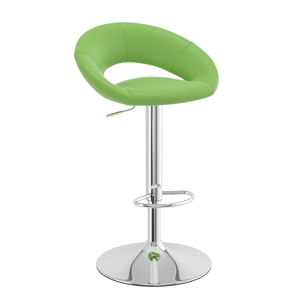 Faux Leather Bar Stool With Chrome Pedestal Base - Stoneleigh