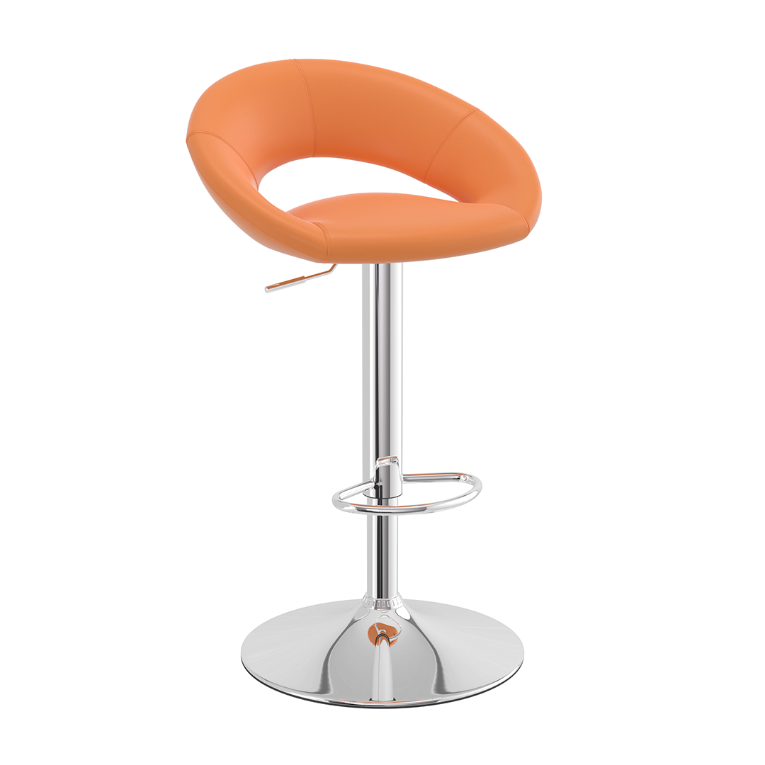 Faux Leather Bar Stool With Chrome Pedestal Base - Stoneleigh
