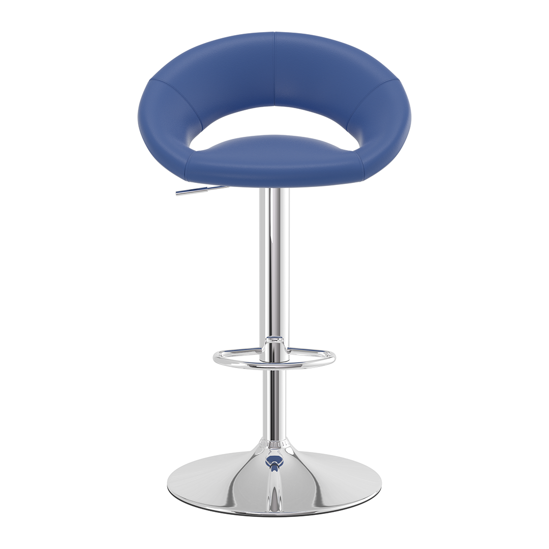 Faux Leather Bar Stool With Chrome Pedestal Base - Stoneleigh