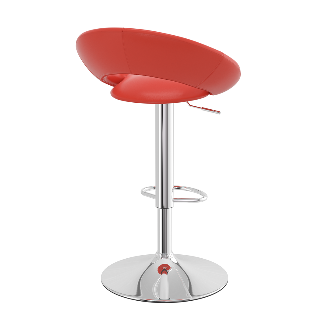 Faux Leather Bar Stool With Chrome Pedestal Base - Stoneleigh