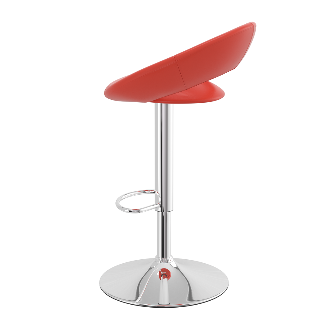 Faux Leather Bar Stool With Chrome Pedestal Base - Stoneleigh