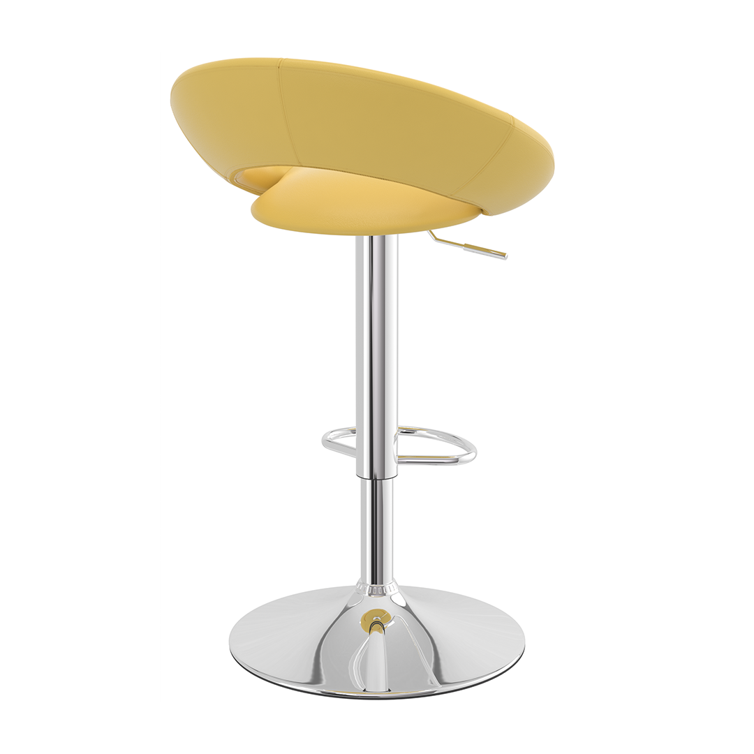 Faux Leather Bar Stool With Chrome Pedestal Base - Stoneleigh