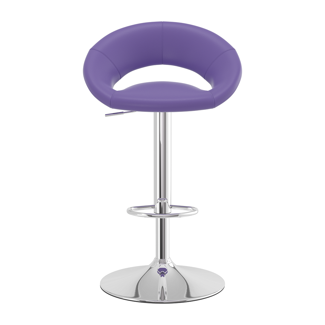 Faux Leather Bar Stool With Chrome Pedestal Base - Stoneleigh
