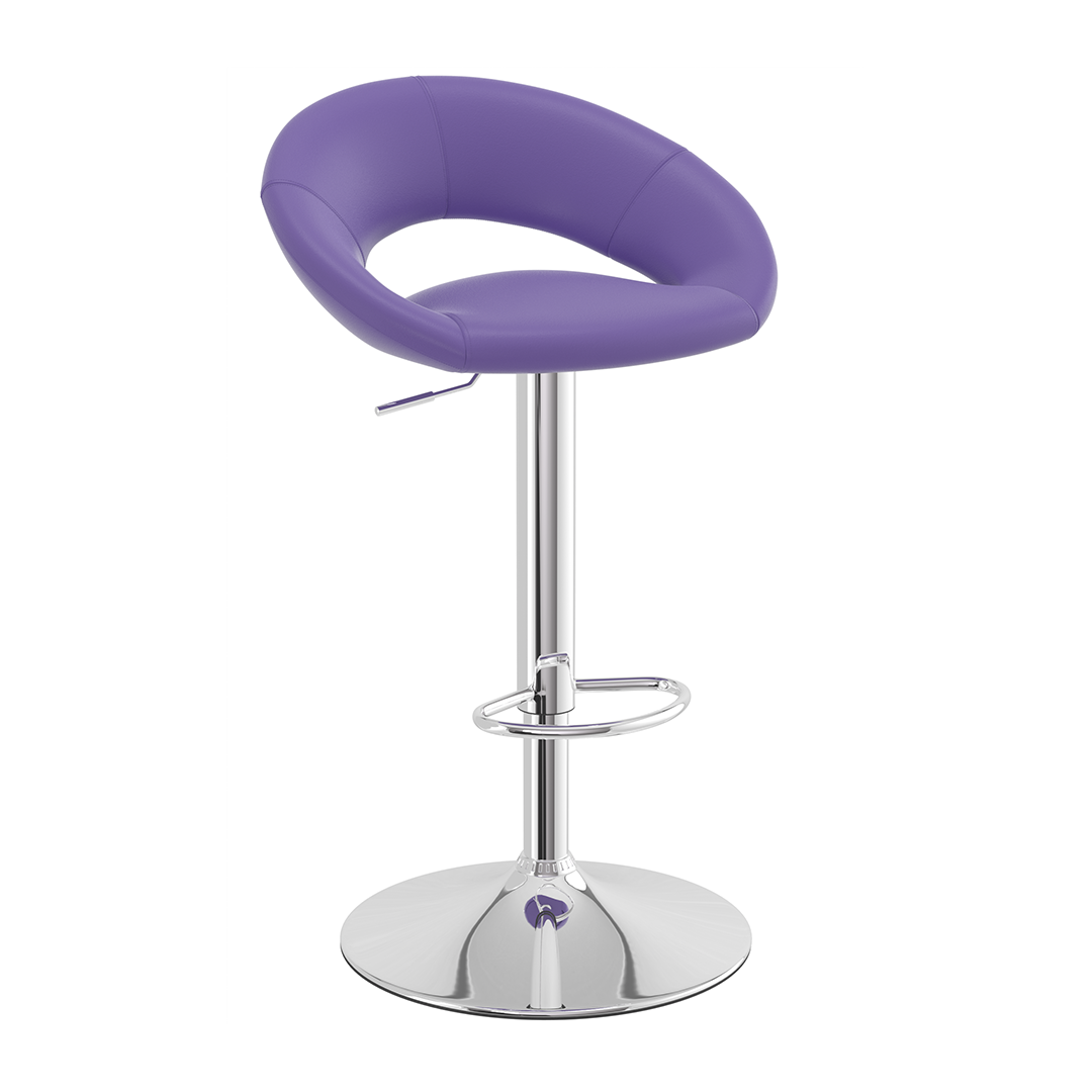 Faux Leather Bar Stool With Chrome Pedestal Base - Stoneleigh