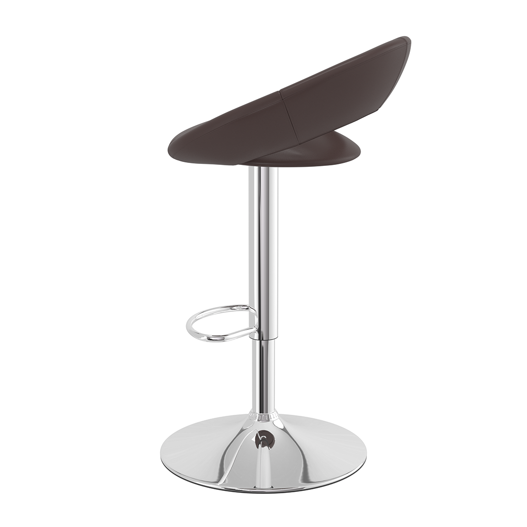Faux Leather Bar Stool With Chrome Pedestal Base - Stoneleigh