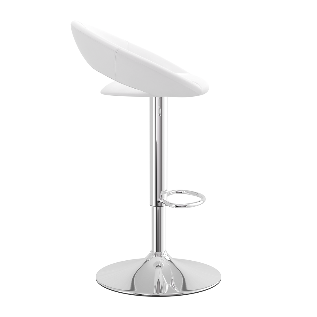 Faux Leather Bar Stool With Chrome Pedestal Base - Stoneleigh