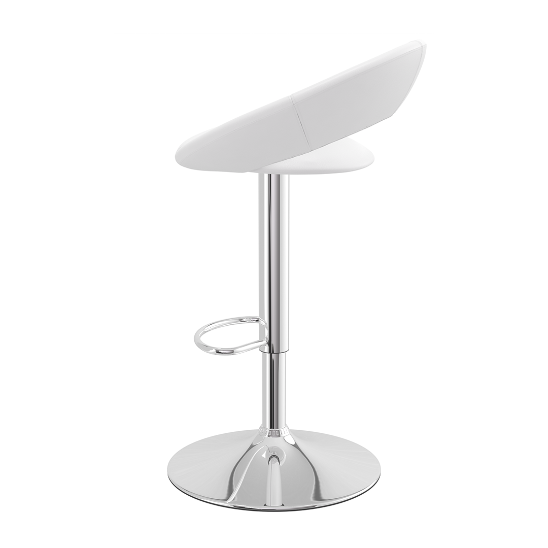 Faux Leather Bar Stool With Chrome Pedestal Base - Stoneleigh