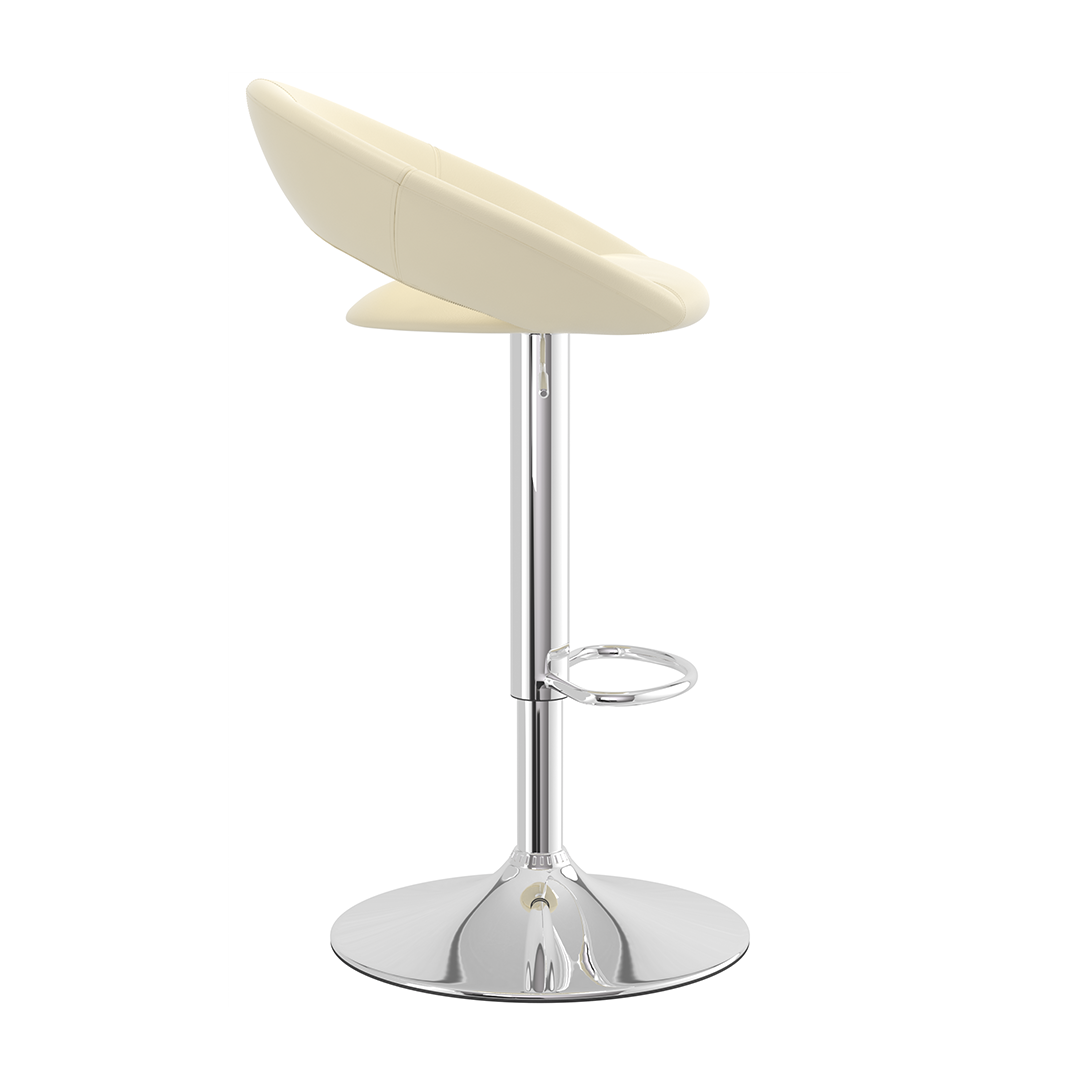 Faux Leather Bar Stool With Chrome Pedestal Base - Stoneleigh