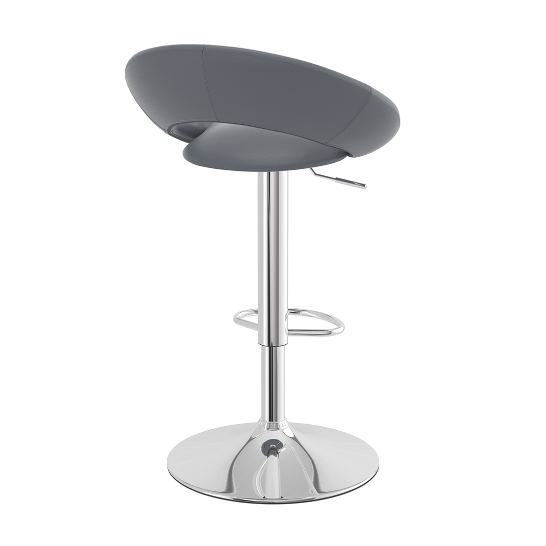 Faux Leather Bar Stool With Chrome Pedestal Base - Stoneleigh