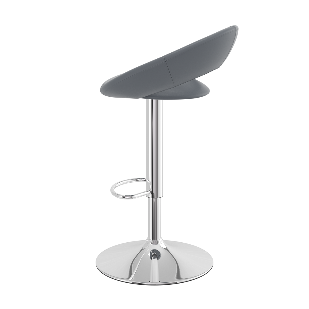 Faux Leather Bar Stool With Chrome Pedestal Base - Stoneleigh