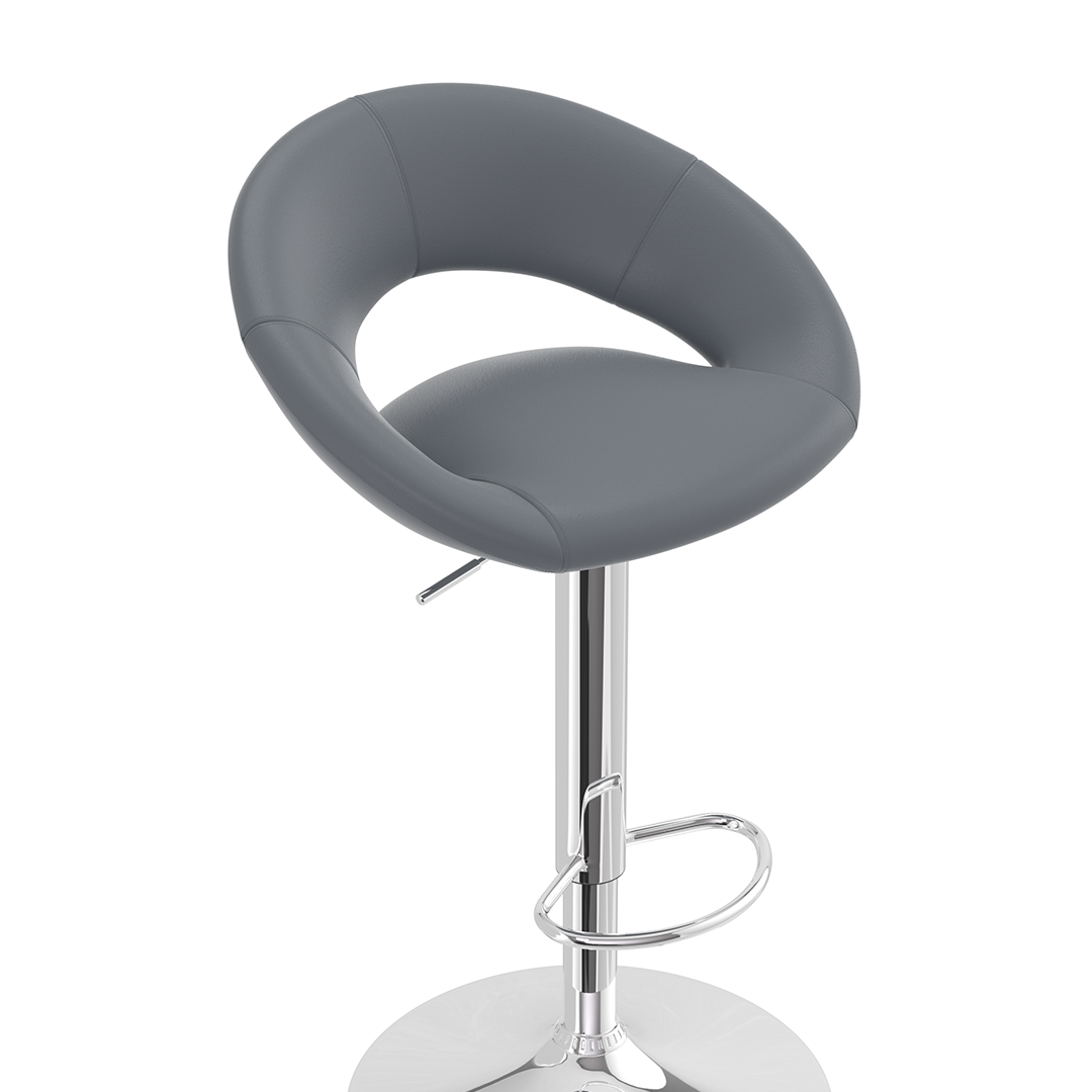 Faux Leather Bar Stool With Chrome Pedestal Base - Stoneleigh