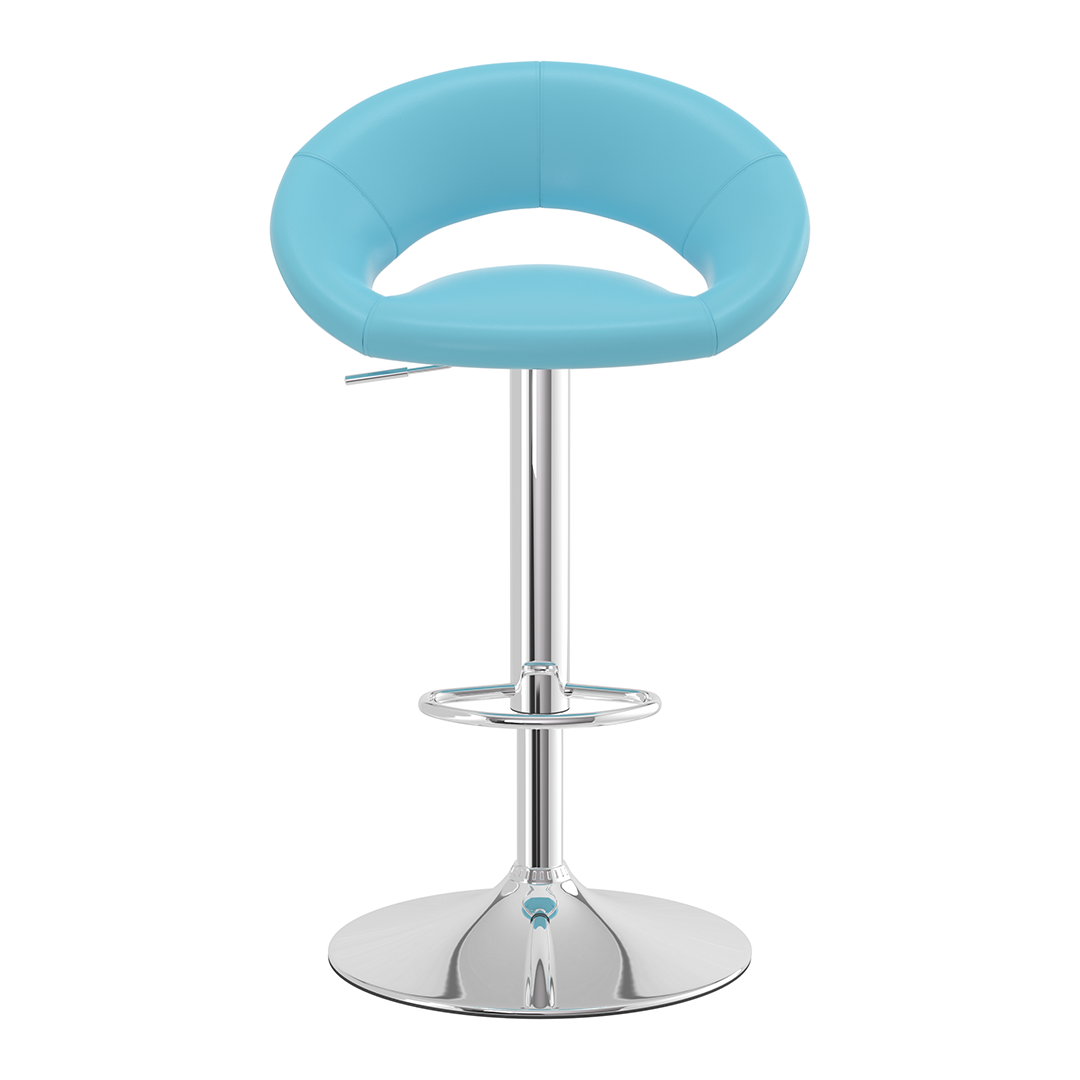 Faux Leather Bar Stool With Chrome Pedestal Base - Stoneleigh