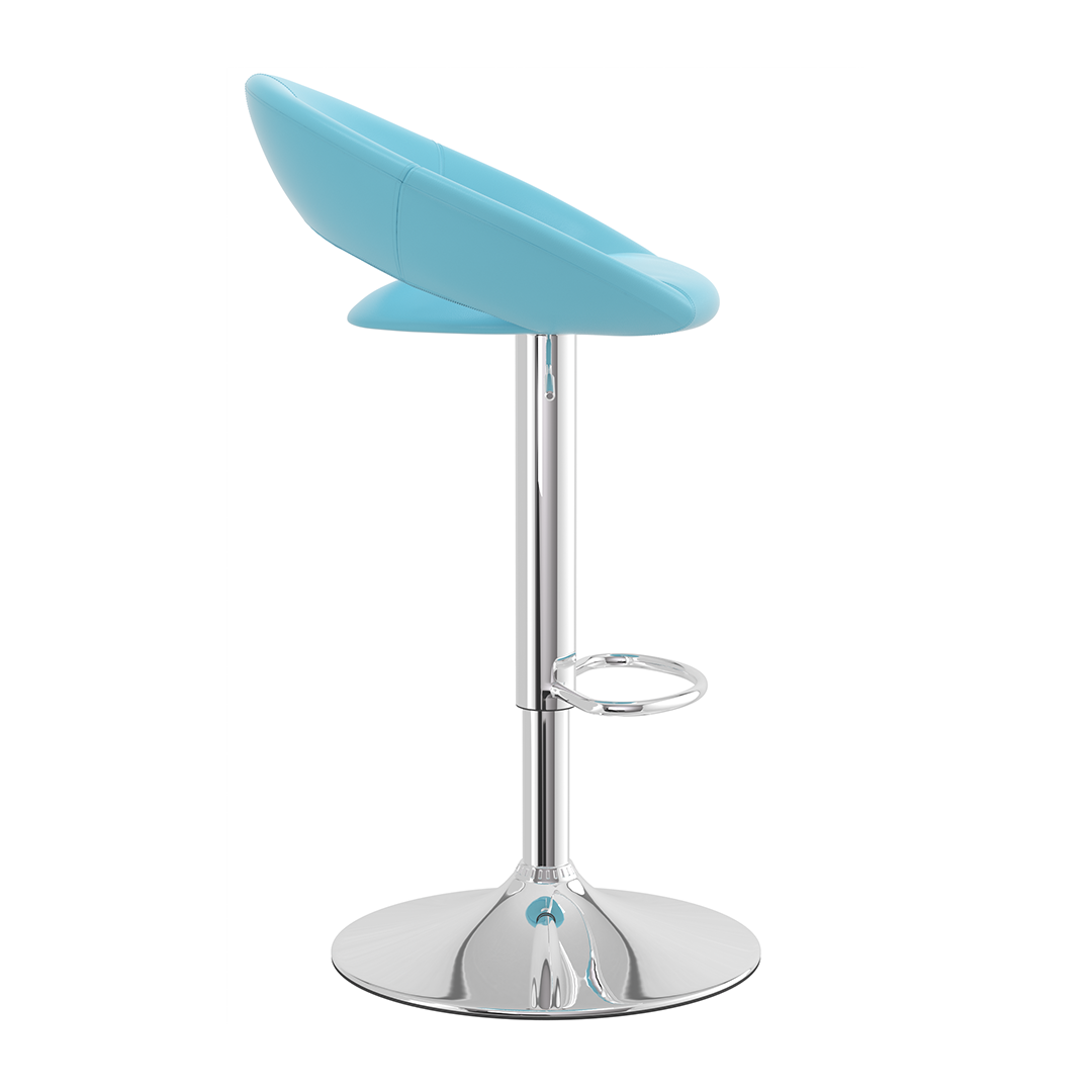 Faux Leather Bar Stool With Chrome Pedestal Base - Stoneleigh