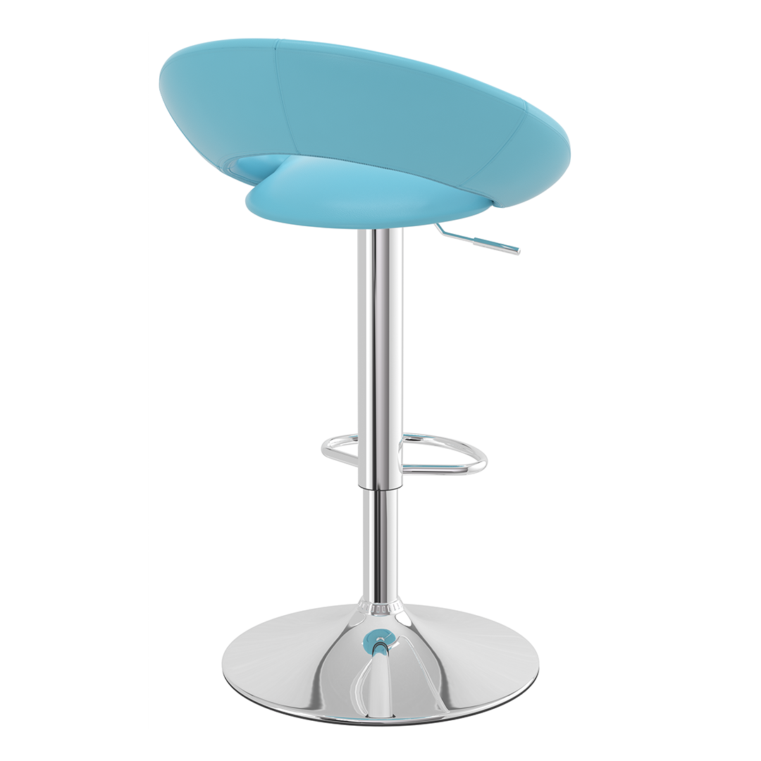 Faux Leather Bar Stool With Chrome Pedestal Base - Stoneleigh