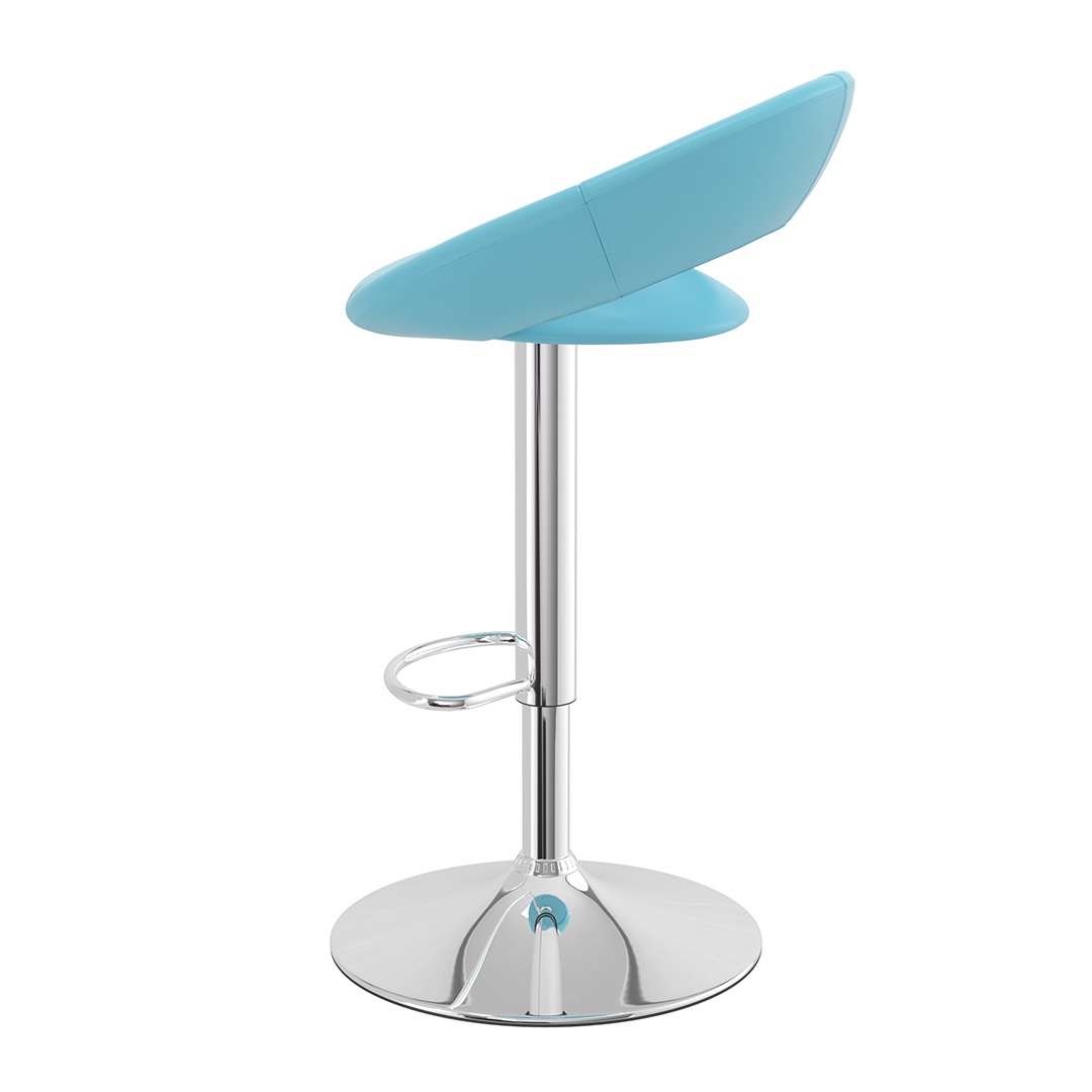 Faux Leather Bar Stool With Chrome Pedestal Base - Stoneleigh