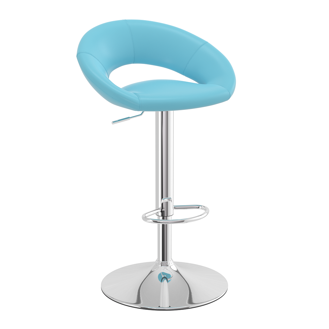 Faux Leather Bar Stool With Chrome Pedestal Base - Stoneleigh