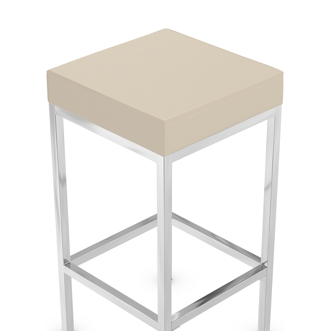 Faux Leather Bar Stool With Chrome Steel Frame - Cranston