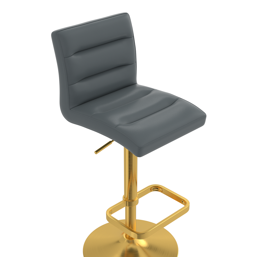 Faux Leather Bar Stool With Gold Base - Dunley