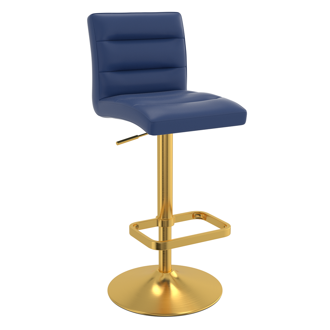 Faux Leather Bar Stool With Gold Base - Dunley