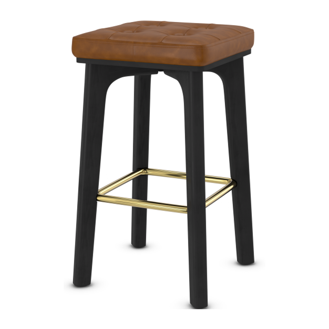 Faux Leather Bar Stool With Gold Footrest - Barrow
