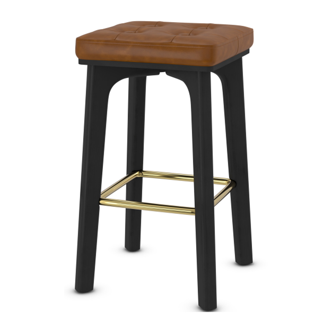Faux Leather Bar Stool With Gold Footrest - Barrow