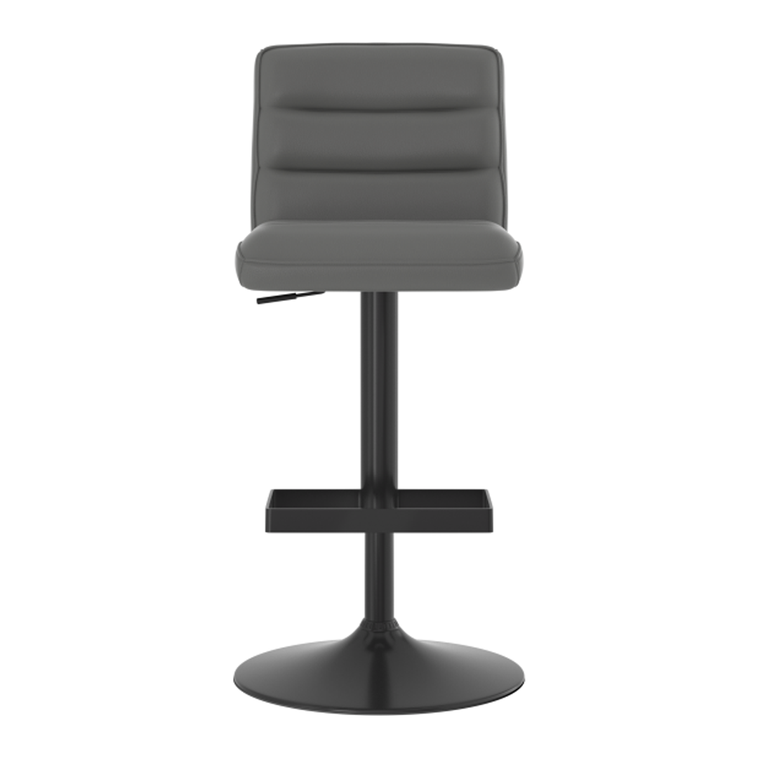 Faux Leather Bar Stool With Matt Black Base - Parkley