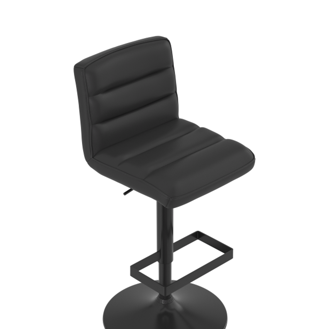 Faux Leather Bar Stool With Matt Black Base - Parkley