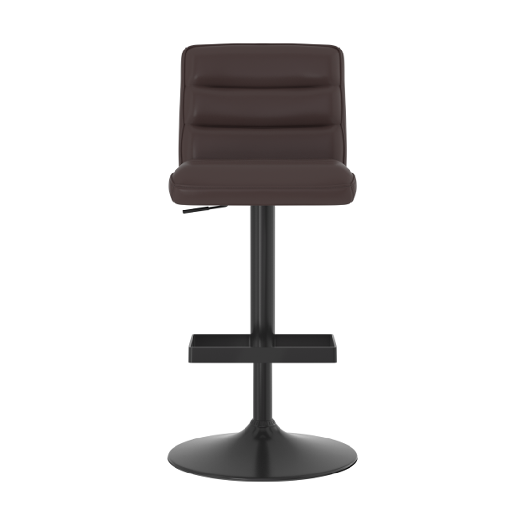 Faux Leather Bar Stool With Matt Black Base - Parkley