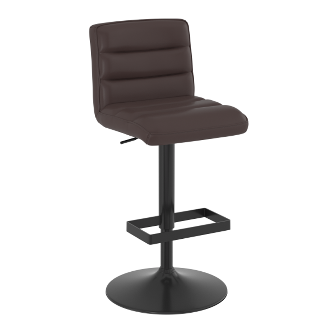 Faux Leather Bar Stool With Matt Black Base - Parkley