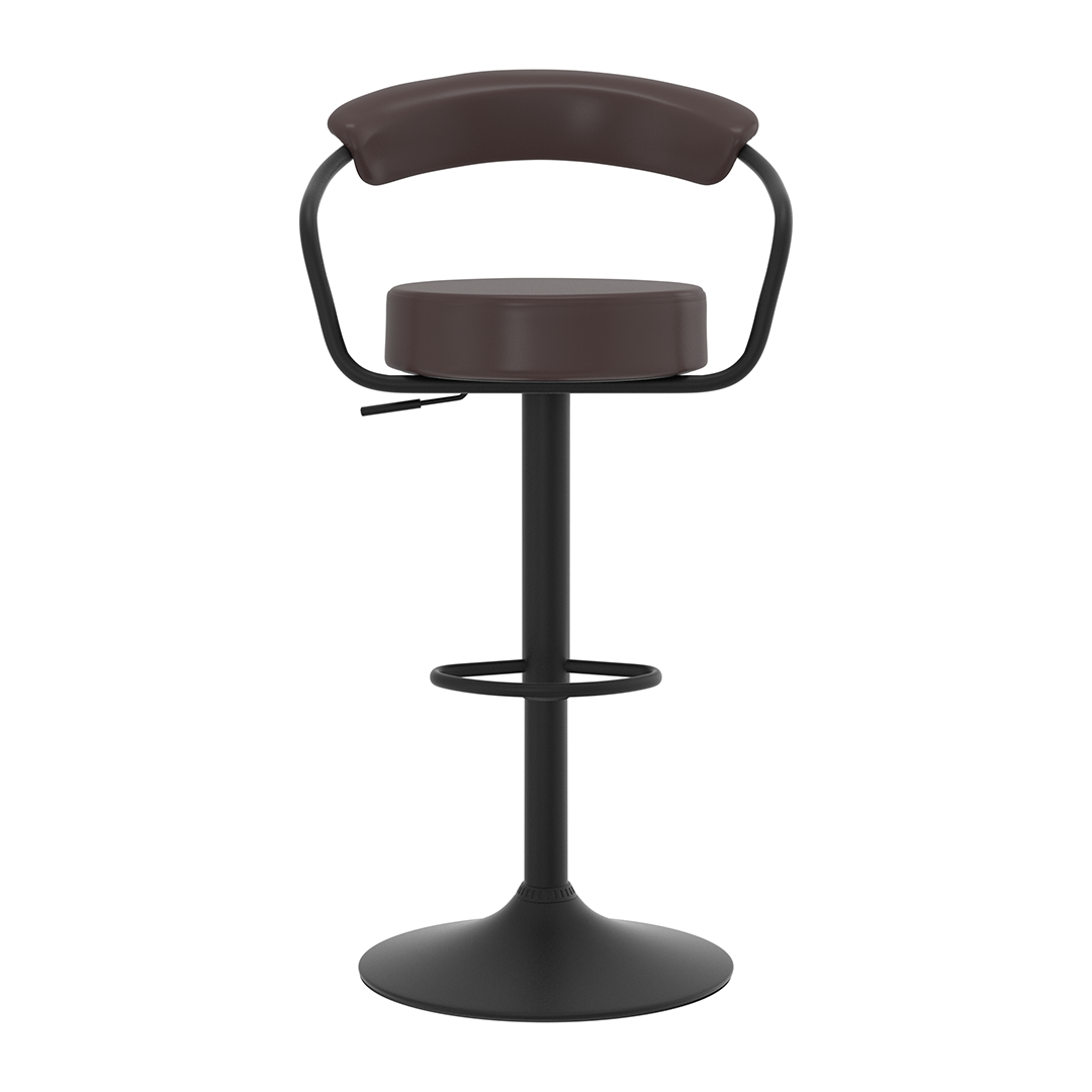 Faux Leather Bar Stool With Matt Black Base - Zivley