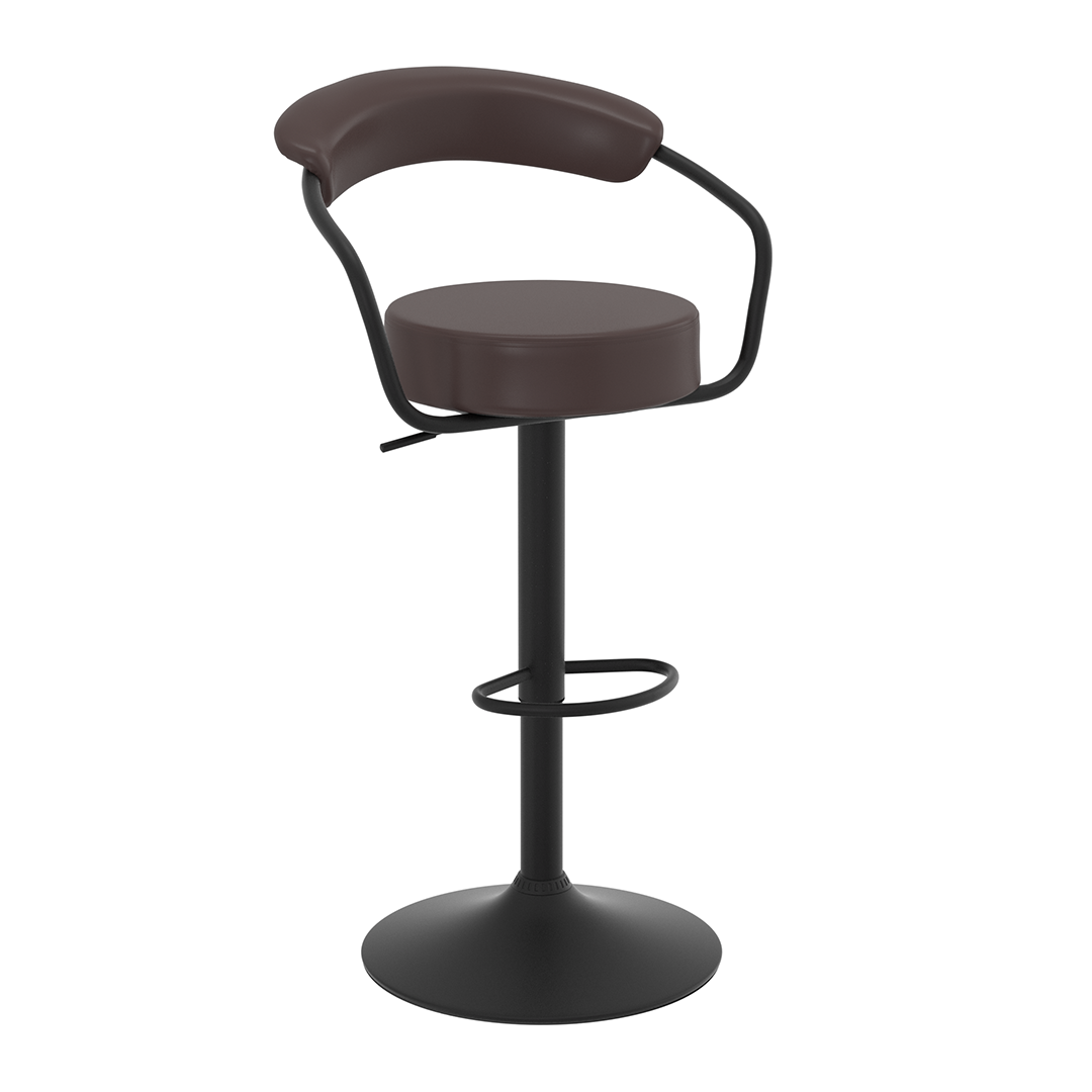 Faux Leather Bar Stool With Matt Black Base - Zivley