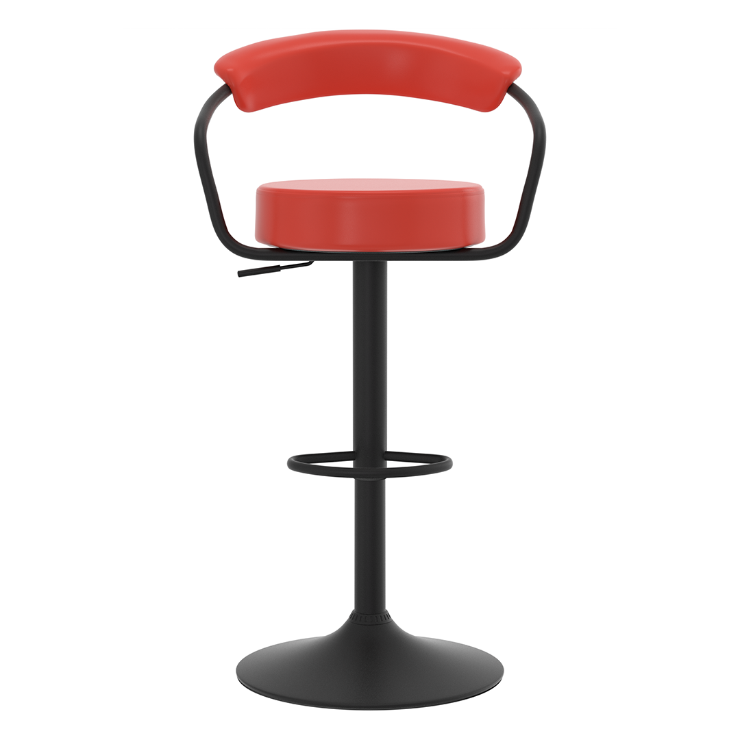 Faux Leather Bar Stool With Matt Black Base - Zivley