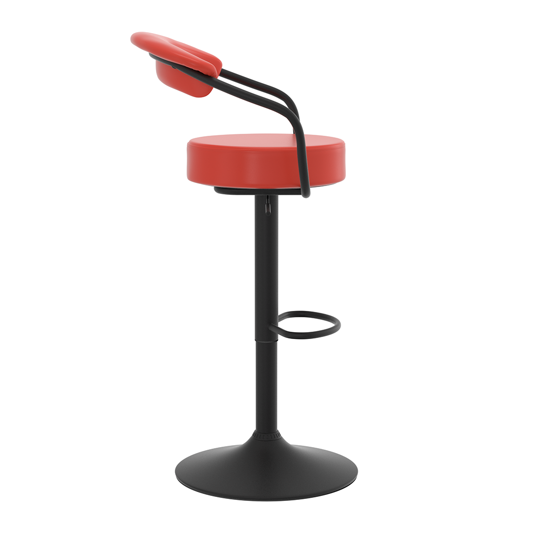 Faux Leather Bar Stool With Matt Black Base - Zivley