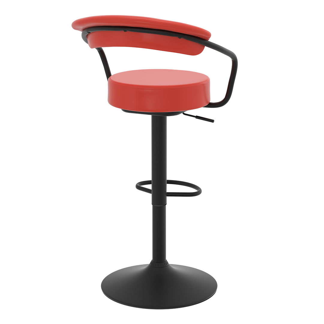 Faux Leather Bar Stool With Matt Black Base - Zivley