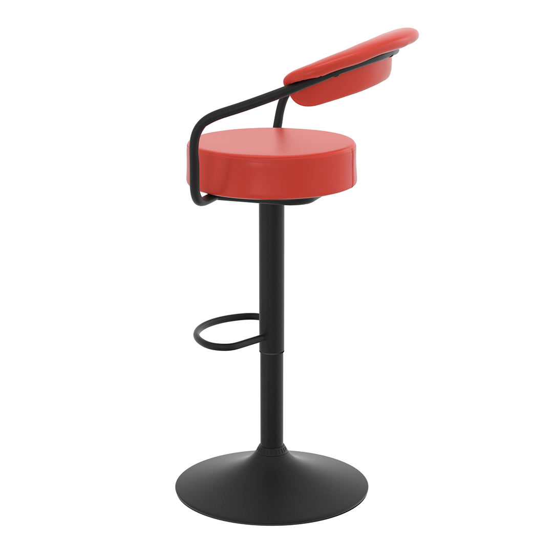Faux Leather Bar Stool With Matt Black Base - Zivley