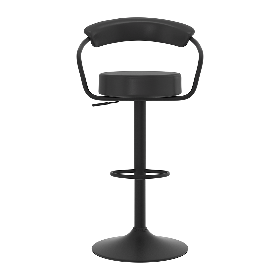 Faux Leather Bar Stool With Matt Black Base - Zivley