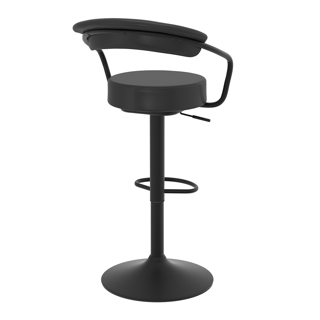 Faux Leather Bar Stool With Matt Black Base - Zivley