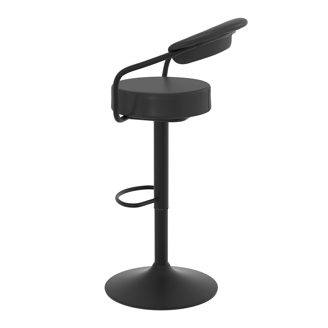 Faux Leather Bar Stool With Matt Black Base - Zivley
