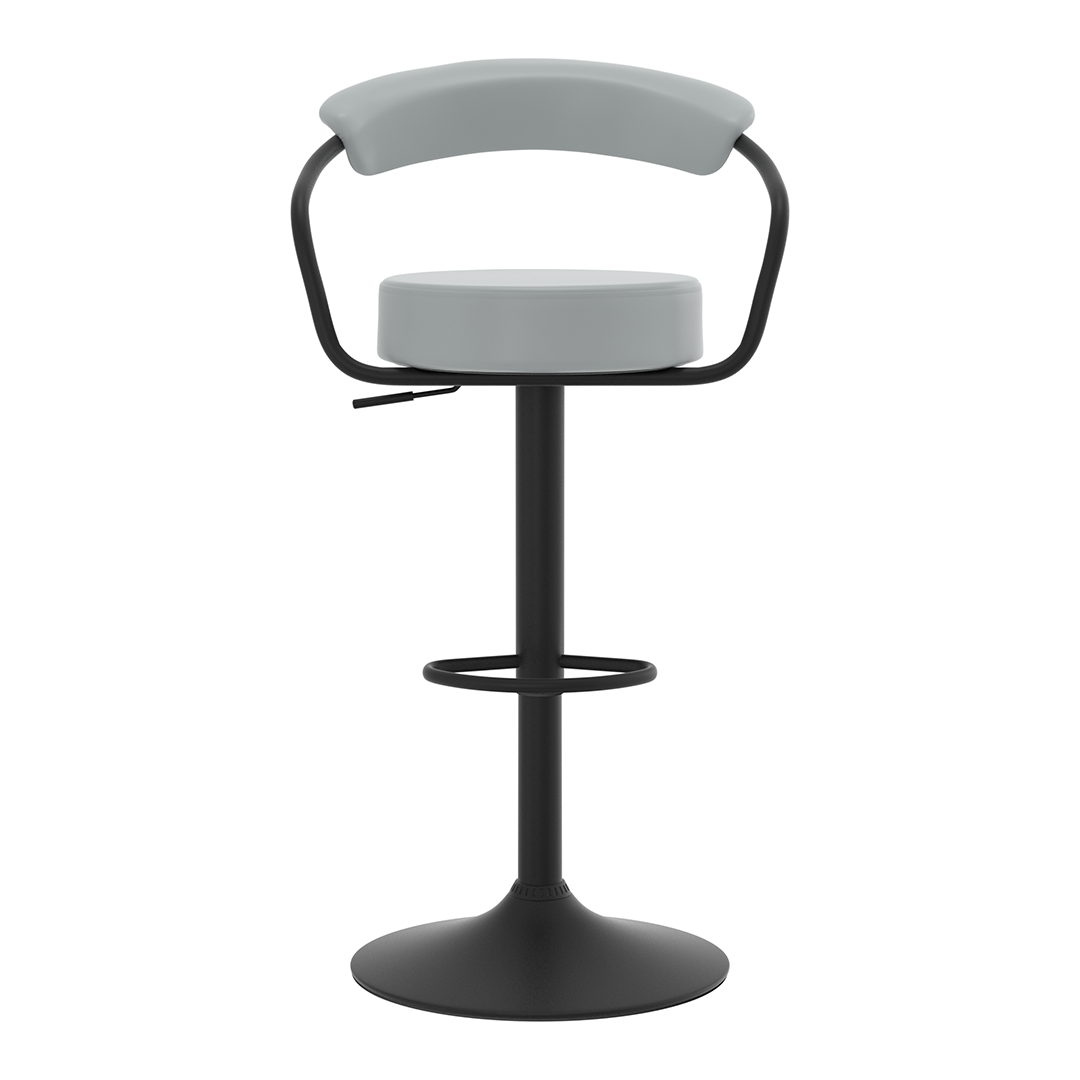 Faux Leather Bar Stool With Matt Black Base - Zivley