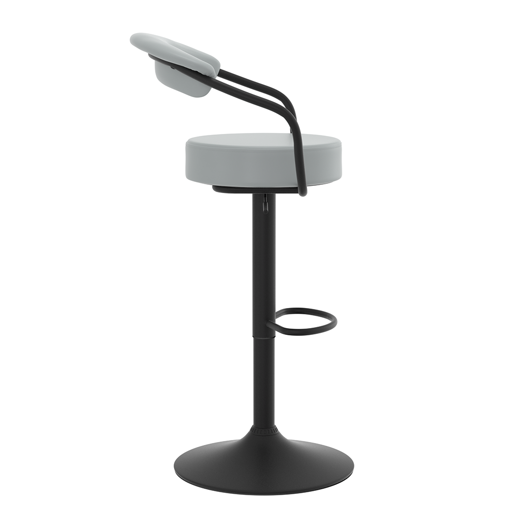 Faux Leather Bar Stool With Matt Black Base - Zivley