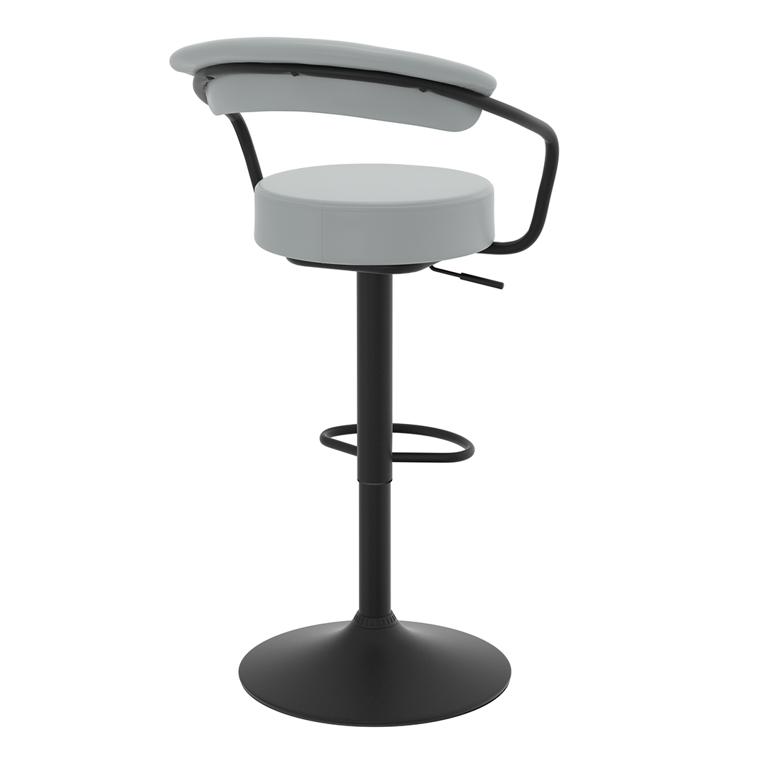 Faux Leather Bar Stool With Matt Black Base - Zivley
