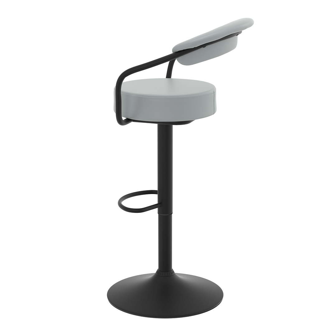 Faux Leather Bar Stool With Matt Black Base - Zivley