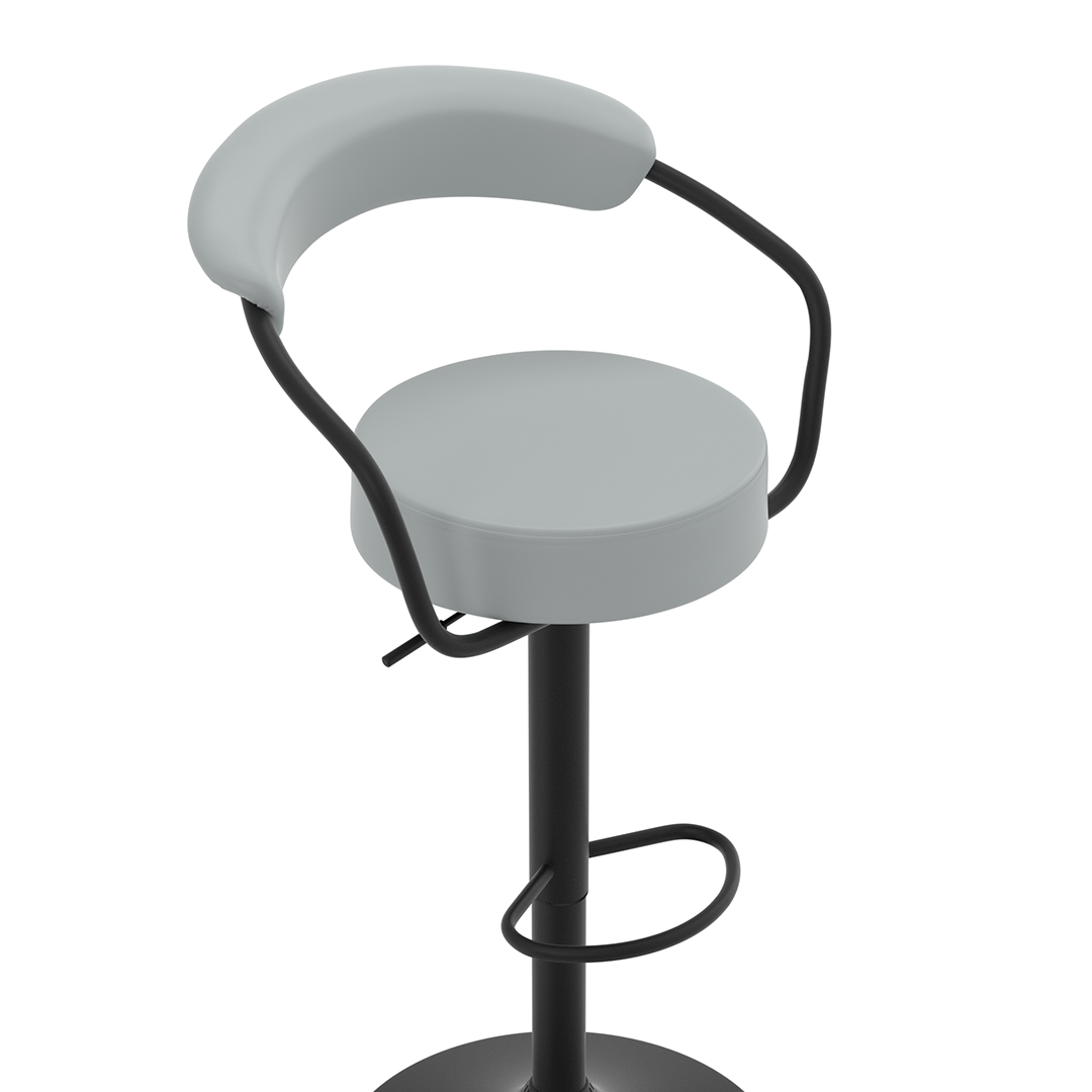 Faux Leather Bar Stool With Matt Black Base - Zivley